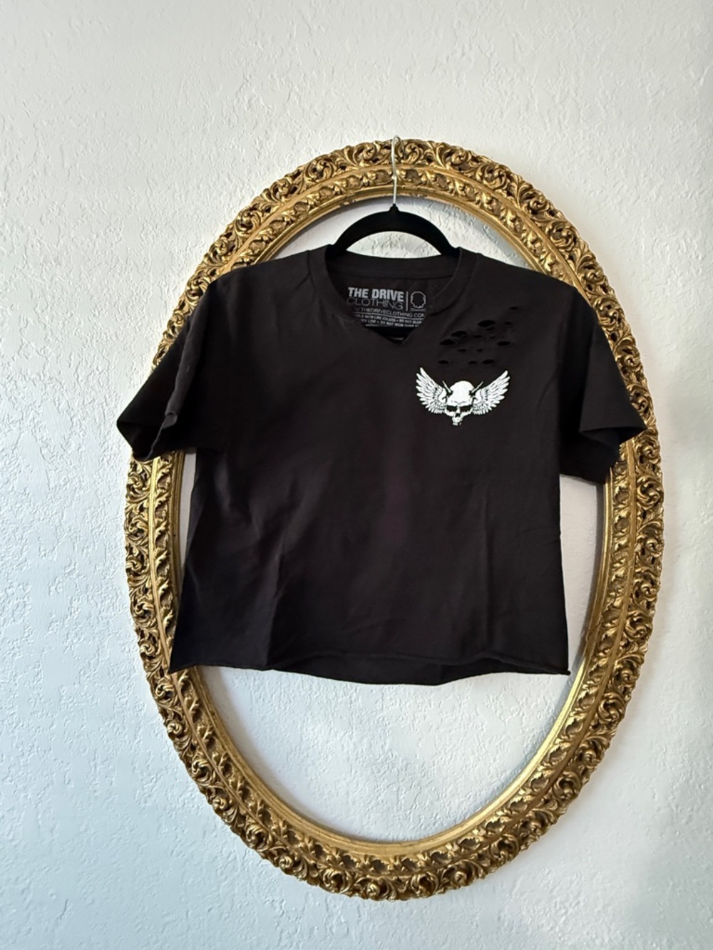 The Drive Black Women's Crop Top with Winged Skull Graphic